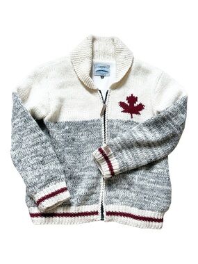 Men’s Ark Imports 100% New Zealand Wool Maple Leaf Sweater Jacket Medium